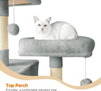 82" Tall Cat Tree,Giant Cat Tree for Indoor Cats Large Adult, Heavy Duty Cat Tree Tower, Extra Large Cat Trees with Scratching Posts, Cat Condos, Hammock,Top Perch,Ramp (Light Grey)