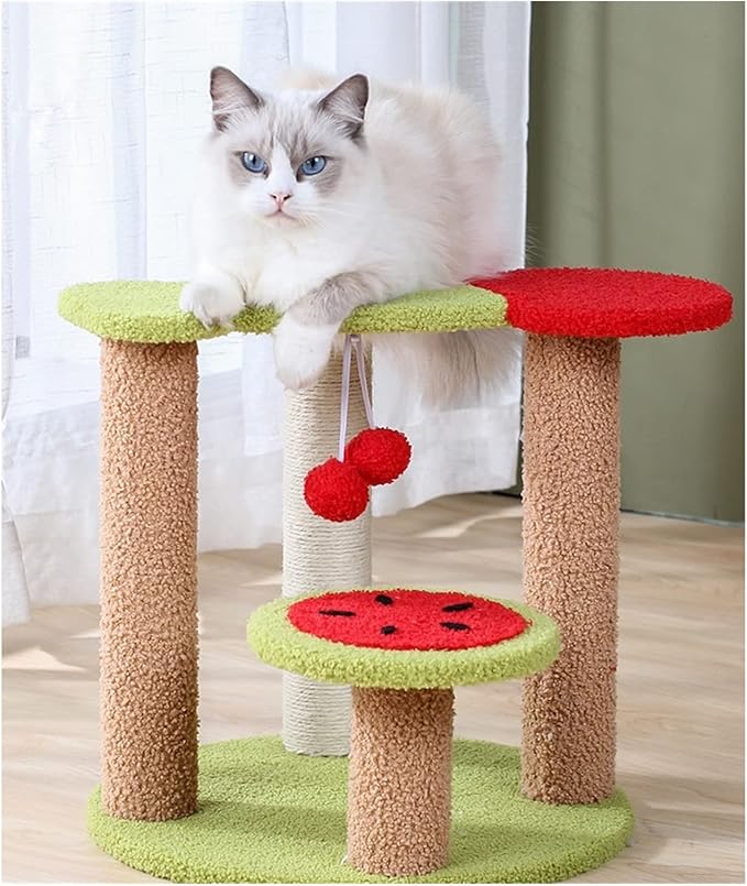 SUNESA Cat Tree Cat Tower Cherry Cat Climbing Frame Three-Tier Cat Litter One Cat Frame Cat Toy Cat Scratching Post Pet Supplies Cat Tree Condo Cat Tree Indoor Climbing