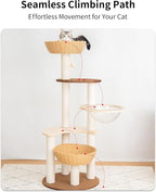 Modern Cat Tree for Large Cat, Wood Cat Tower Heavy Duty with Scratch Post for Indoor Big Cats (133cm (Particle Board))