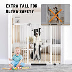 41" Tall Safety Pet Gate,Adjustable 29.92"-49.21" Wide,No Drilling Pressure Mount Kit,Auto Close Cat Gate Suitable for Stairs,Doorways,White (29.92"-49.21" W)