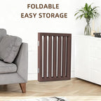 ZJSF Freestanding Indoor Dog Gate for House Foldable Wood Brown Puppy Gate for Doorways Pet Gate for Stairs Extra Wide Pet Fence 24" Height 3 Panels