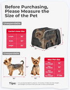 KEMIMOTO Motorcycle Dog Carrier Expandable, Airline Approved Pet Carrier Shoulder for Small Dogs & Cats Under 17 lbs, 18x11x11 Inch Soft-Sided Travel Bag, Folding & Portable for Cruiser Touring
