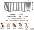 ZJSF Foldable Freestanding Indoor Dog Gate for House Wood Long Pet Gates Dog Fence for Stairs Puppy Gates for Hallways, Puppy Gate,Support Feet Included, Grey, 24 "Height-4 Panels