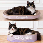 3PCS Cat Scratcher Cardboard, Oval Cat Scratch Pad Bowl Nest for Indoor Cats, Round Cat Scratching Board Corrugated Lounge Cat Bed, Furniture Protector for Couch (Purple, 15.7 * 10 in)