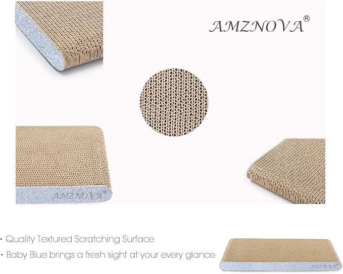 AMZNOVA Cat Scratcher Rescratch Cat Scratching Board, Scratching Pad with Catnip for Indoor, Flat Cardboard Scratcher Scratch Board for Kitten, Narrow, Glitter Silver
