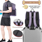 BAGLHER丨Dog Travel Bag Backpack, Airline Approved Pet Supplies Backpack, Dog Travel Bag with 2 Silicone Collapsible Bowls and 2 Food Baskets Purple