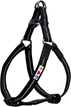 Pawtitas Recycled Reflective Step-in Dog Harness – Adjustable No-Pull Vest for Puppies to Seniors Safe & Comfortable M Black