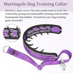 Mayerzon Prong Collar for Large Medium Dogs, Patented Reflective Pinch Collar with Metal Buckle, No Pull Adjustable Hidden Covered Dog Walking Training for Pitbull German Shepherd Doberman(Purple, L)