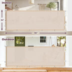 96" Retractable Baby Gates Large Openings, Extra Wide Mesh Dog Gate for Garage Deck Porch, Strong Suction Disc Prevent Crawling Under, 34" Tall Long Safety Gate for Child Indoor Outdoor, Beige
