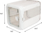 SportPet Designs Small Soft-Sided Pet Travel Kennel for Cars, Foldable Back Seat Crate for Cats & Small Dogs, Mesh Ventilated Carrier with Dual Metal Doors, Safety Leash & Waterproof Bed - White