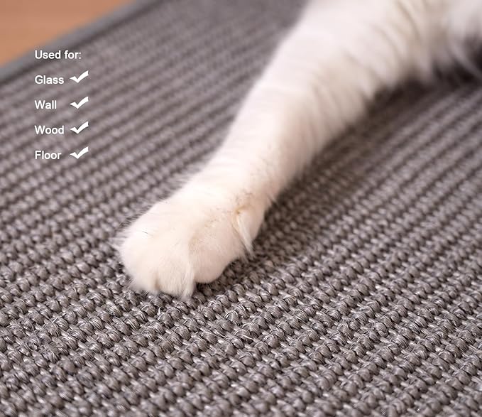 2Pcs 25.9x11.8 Inch Sisal Cat Scratching Mat,Wall Corner Cat Scratcher,Self-Adhesive Scratch Mat for Floor,Horizontal and Vertical Cat Scratcher Pad