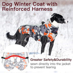Medium Dog Coat Dog Winter Jacket Warm Dog Coat with Harness Reflective Dog Snow Jacket Water-Resistant Dog Vest Zip Up Snowsuitfor Medium Dogs Jack Russell, Mini Schnauzer Orange-Camouflage