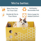 Cardboard Cat Scratcher, No-Mess Cat Scratching Box with Refillable Double-Sided Cat Scratching Pad for Indoor Cats