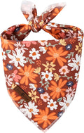 Lionet Paws Fall Dog Bandana Washable Cotton Borwn Handkerchief Scarf Triangle Floral Oxalis Bandana for Medium Large Dogs Girl Boy