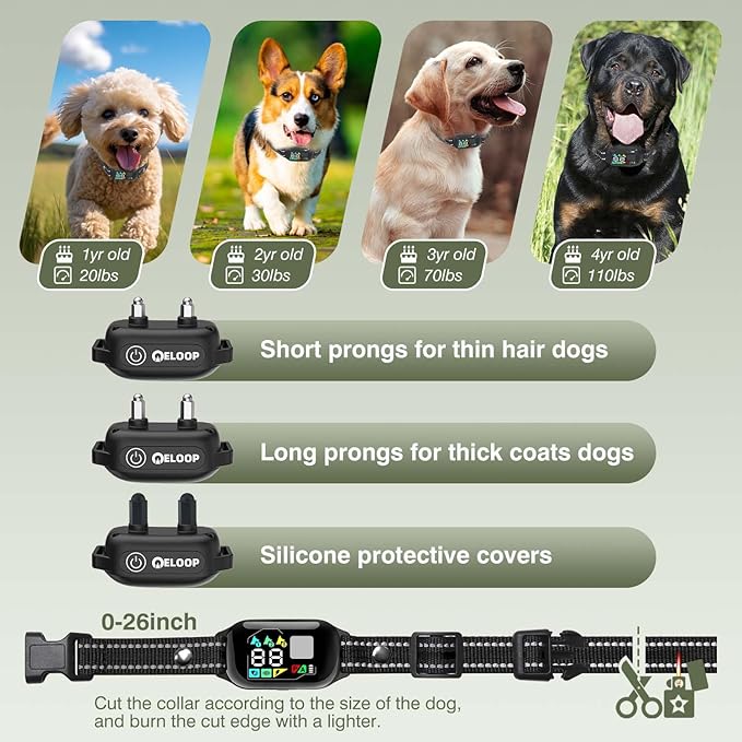 Dog Shock Collar for 3 Dogs - 3300FT Dog Training Collar with Remote for Dogs, IPX7 Waterproof Electric Shock Collar with 3 Training Modes, Rechargeable AI Smart Anti-Barking Device