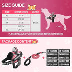 Service Dog Vest Harness and Leash Set, Animire in Training Dog Harness with 10 Dog Patches, Reflective Dog Leash with Soft Padded Handle for Small, Medium, Large, and Extra-Large Dogs (Rosy,L)
