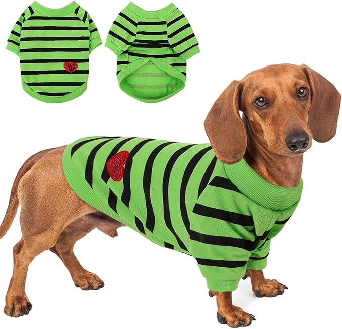 Dog Shirts for Medium Dogs, Striped T-Shirts Dog Vest Pet Apparel Tee Shirts Spring Summer Suitable for Small and Medium Large Pets French Bulldog Bichon, Green M