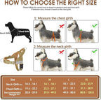 SlowTon No Pull Dog Harness - Heavy Duty Dog Harness and Leash Set for Medium Large Dogs, Reflective Tactical Harness with Soft Padded and Front Clip for Easy Walk and Training (Tan L)