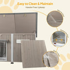 55"L Dog House Outdoor Large Breed Extra XL Wooden Dog House with Weatherproof Asphalt Roof, All-Around Iron Frame, Removable Floor, Openable Top Roof, Air Vents Window, Chew-Proof Frame Gray