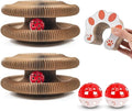 2-ck Cat PaScratcher Toy - Magic Organ Cat Scratching Board with Bell Balls for Indoor Cats Magic Organ Cat Scratcher Interactive Cardboard Cat Toy Scratcher Furniture Protection