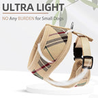 PUPTECK Soft Mesh Dog Harness and Leash Set Pet Puppy Cat Comfort Padded Vest No Pull Harnesses, Beige, L