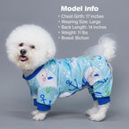 KYEESE Dog Pajamas Stretchy Pet Jammies Coat Comfy Pet Onesie Costume Velvet Dog Pajamas Small Sized Dogs Soft Dogs Clothes Pjs with Whale Pattern, Large