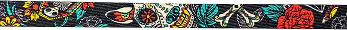 Wolfgang Heavy Duty Martingale Dog Collar with Quick Release Nylon Buckle for Walking & Training, LosMuertos Print, Large