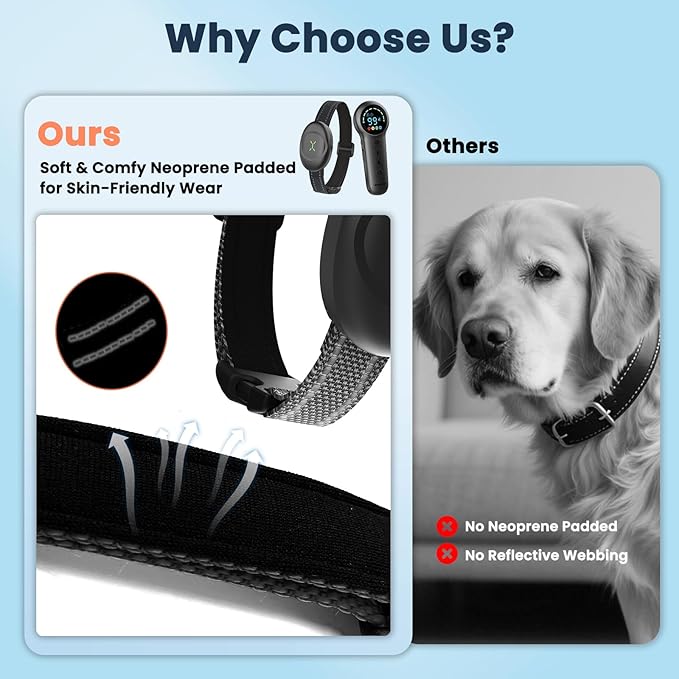 Dog Shock Collar with Soft Neoprene Padded - 4 Training Modes E Collar with 1600FT Remote Control for 5–120 lbs Large Medium Small Dogs, IPX7 Waterproof, Black