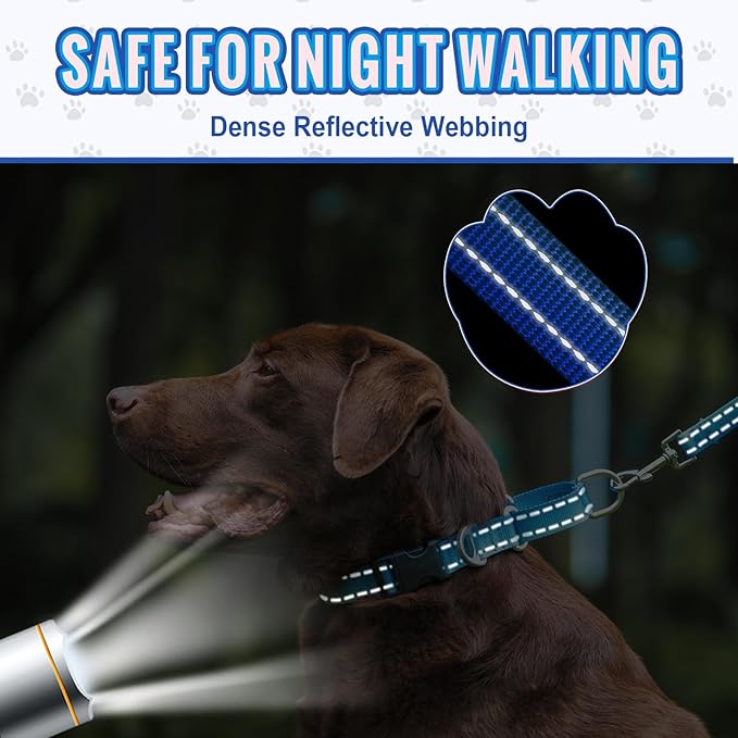 Martingale Collar for Dogs Large Medium Small Heavy Duty Buckle Dog Collar with Tag Ring Reflective Nylon Gradient Dog Collar No Pull Training Collar