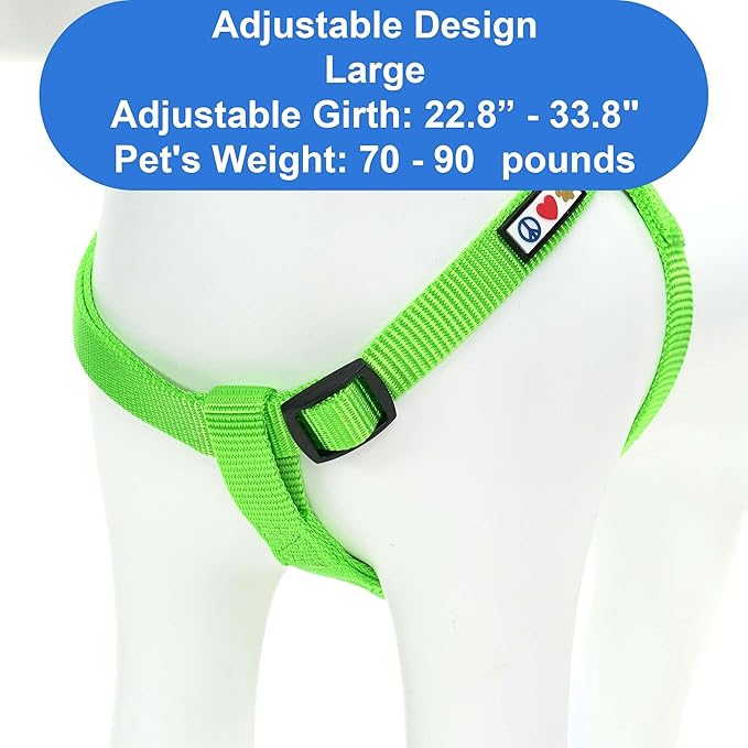 Pawtitas Solid Step-in Dog Harness – Adjustable No-Pull Vest for Puppies to Seniors, Safe & Comfortable L Green