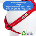 Pawtitas Recycled Reflective Step-in Dog Harness – Adjustable No-Pull Vest for Puppies to Seniors, Safe & Comfortable L Red