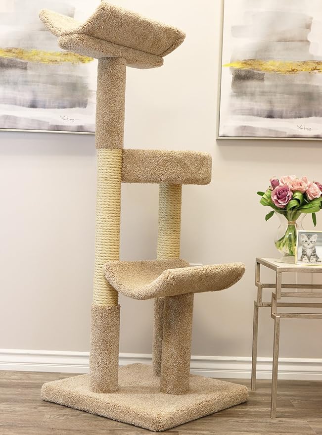Prestige Cat Trees 130077-Brown Double Scratching Post Cat Tower Tree