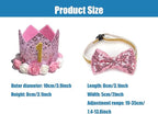 Pet Birthday Hat, Dog Birthday Crown Hat and Bowtie with 0-9 Figures Charms Party Accessories for Small Medium Dogs Cats (PINK)