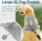 BARKBAY Dog Harness No Pull with ID Tag Pocket - Heavy Duty, Reflective, Easy Control for Large Dogs(Grey,L)