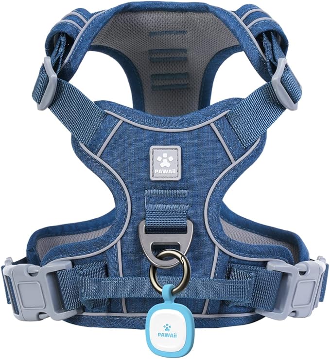 Pawaii No Pull Dog Harness with Pet ID Tag,Reflective Strips No Choke Front O Ring Breathable Mesh Adjustable Soft Padded Pet Vest with Easy Control Handle for Small Dogs