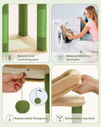 59" Cactus Cat Tree, Large Cat Tree for Indoor Cats, Cat Tower for Large Cats, Multi-Level Tower, Condo with Hammock, Scratching Post, and 2 Perches, Green