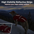 Lelepet Warm Dog Coat - Reflective Waterproof Fleece Vest with Adjustable Buckle Hook & Loop, Windproof Winter Jacket Dog Coats for Small Medium Large Dogs, Red, XXL