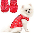 Idepet Pet Dog Cat Coat with Leash Anchor Color Patchwork Padded Puppy Vest Jacket Teddy Chihuahua Costumes Pug Cloth XS S M L(XX-Large,Red-Snowflake)