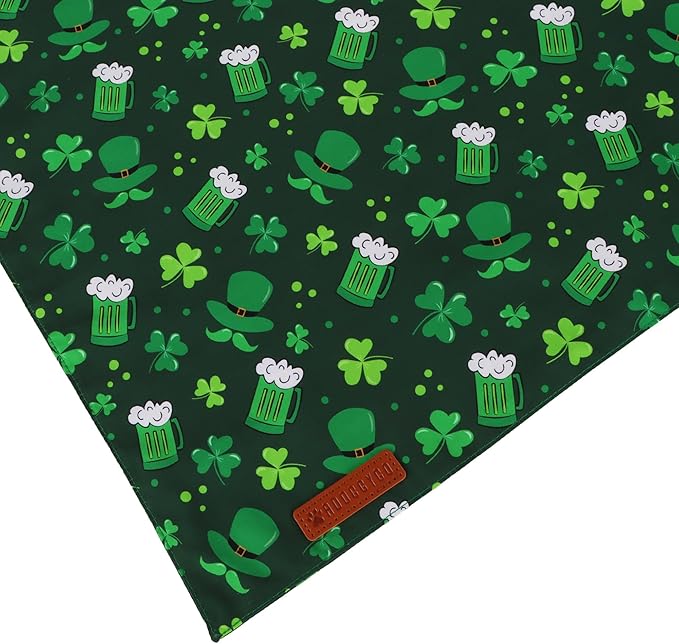 ADOGGYGO St Patricks Day Dog Bandana, Green Shamrock Pet Scarf, Premium Fabric, St Patrick Bandanas for Medium Large Dogs (Large)