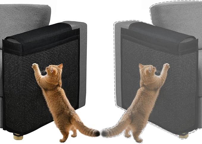 Reversible Cat Scratch Couch Protector Made of Natural Sisal for Ultimate Furniture Protection,Couch Protector from Cat Claws,Couch Corner Cat Scratcher, Universal Fit Both Sides(Black,1-Pack)