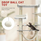 GarveeHome 67 in Cat Tree for Large Cats, Features Scratching Post, Cat Condo, Platforms, Tunnel, Hammock, Food Station & Bowls – Ideal for Indoor Cats, Retro Light Gray