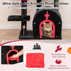 PETSITE Gothic Cat Tree, 53 Inch Multi-Level Cat Tower with Scratching Posts, Cat Bed, Arch-Shaped Condo, Pompom and Spring Balls, Goth Cat Tree for Indoor Cats Large