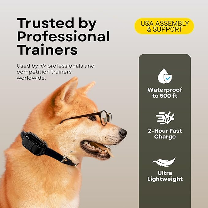E-Collar ET-300 / ET-302 Dog Training Collar System with Remote - 1/2 Mile Range - Waterproof, Vibration, Sensation - Includes eOutletDeals Pet Towel (2 Dog System - ET-302 Black)