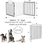 ZJSF Freestanding Indoor Dog Gate for House Foldable Wood White Puppy Gate for Doorways Pet Gate for Stairs Extra Wide Pet Fence 24" Height 3 Panels