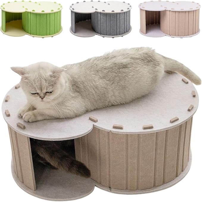 Walbest Cat Houses for Indoor Cats,Cat Cave Beds Pet Hideaway, Condos Cat Sleeping Space,Collapsible Covered Burrowing Cozy Kitten Nest,Sturdy Structure Cat Play Tower Camel