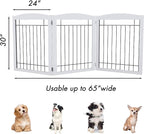 PAWLAND 72“ Extra Wide Dog gate for The House, Doorway, Stairs, Freestanding Foldable Wire Pet Gate, Pet Puppy Safety Fence, 30" Height (White, 3 Panels)