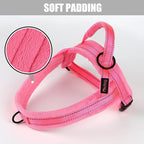 Didog Soft Flannel Padded Dog Vest Harness, No Pull/Quick Fit Reflective Dog Strap Harness, Easy for Training Walking (M:Chest 22-26", Pink)