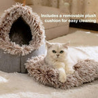 Cat Cave Bed——Soft and Cozy Pet Hideaway for Kittens and Puppies, Cat Bed Cave Perfect for Small Pets, Cave Cat Bed for Comfort and Warmth, Ideal for Snuggling and Resting. (Grey+Coffee)