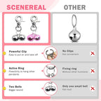 SCENEREAL Bells for Dog Collars - 2 Pack Pet Hanging Ring Bell Accessories for Dog & Cat, Pet Pendant Collar Charm with Heavy Duty Snap Clips, Sliver Bells for Tracking and Training Christmas Gift
