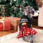 CuteBone Christmas Dog Sweater for Small Dogs Girl, Turtleneck Medium Dog Sweater with Bowtie Leash Hole, Warm Pet Sweaters Knitwear for Small Dogs DS106M